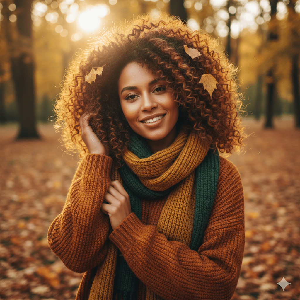 cheveux texturés en automne